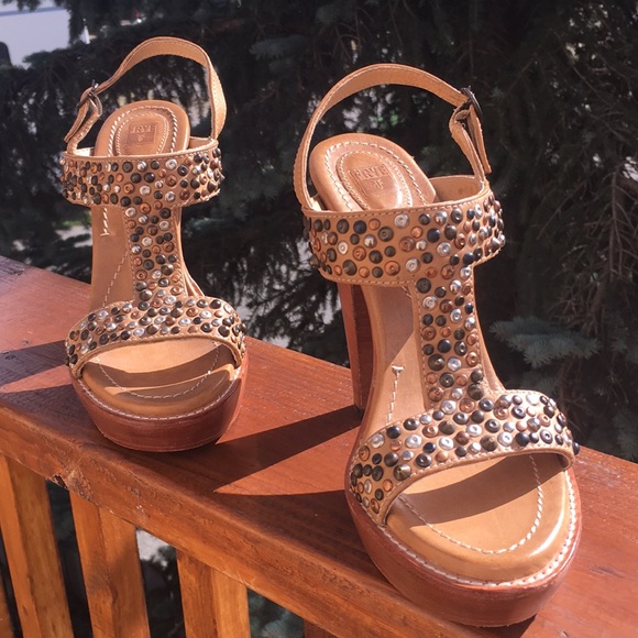 Frye Shoes - FRYE stud heel sz 7.5 tan